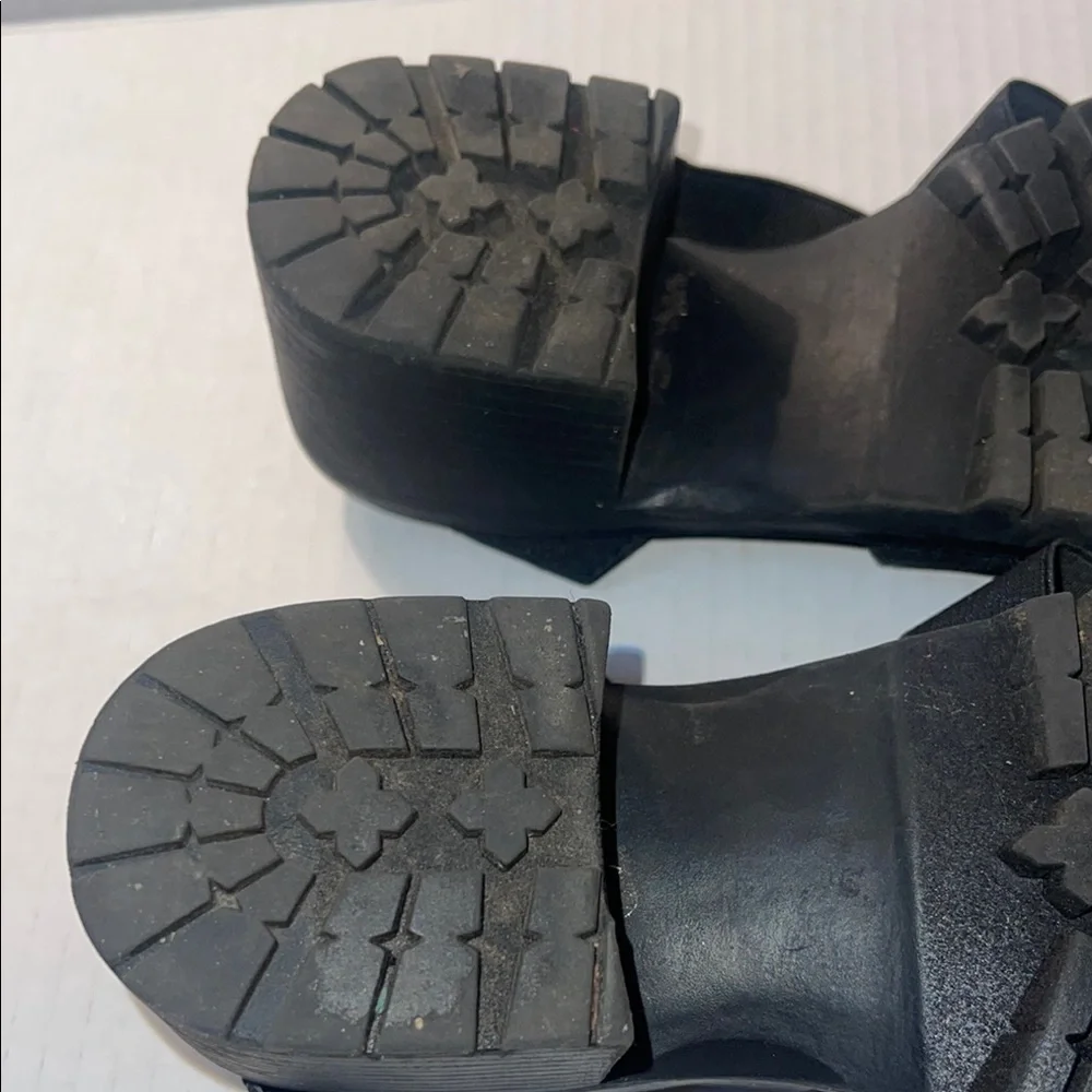 Jellypop Girls 4M Black Chunky Block Heel Platform Sandals EUC